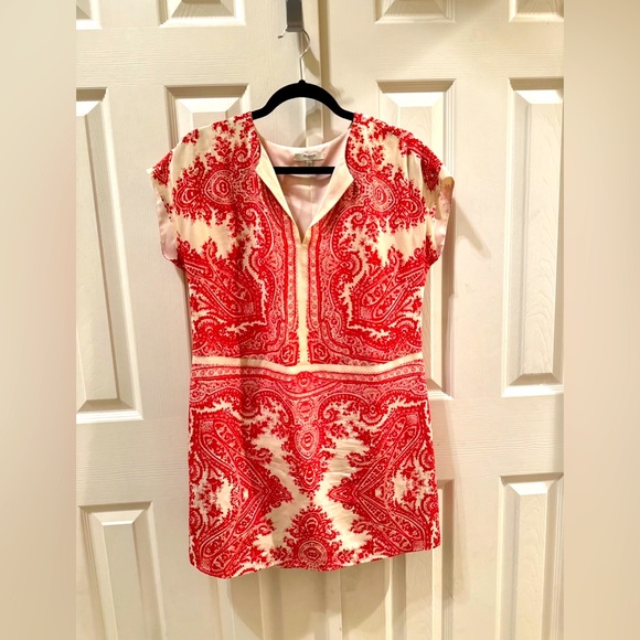 Madewell Dresses & Skirts - EUC *Madewell* Women's 100% Silk Tan Red Paisley Print Tunic Dress S